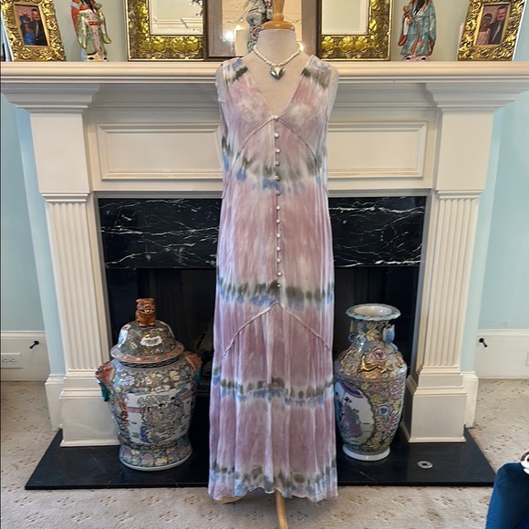 Young Fabulous & Broke Dresses & Skirts - “Young Fabulous & Broke” pastel tie dye tiered sleeveless tiered maxi dresss